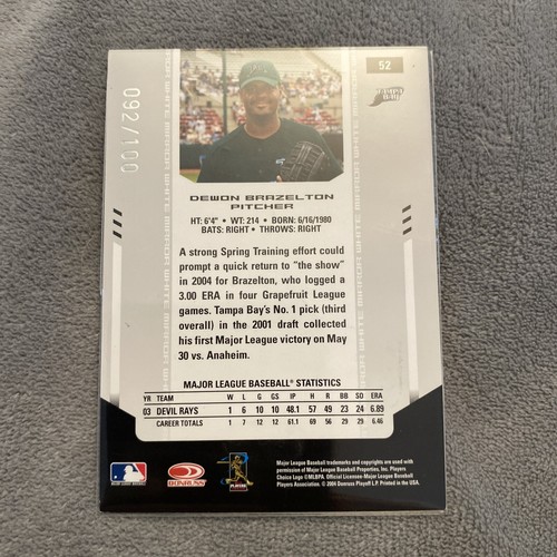 2004 Donruss Leaf Certified Materials Dewon Brazelton Autograph 92/100 #52 - Picture 6 of 10