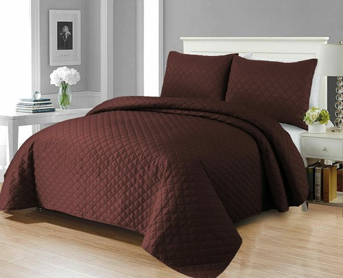 Luxury 3 PCs Bedspread Embossed Quilted Bed Throw Single Double King Size - Picture 9 of 51