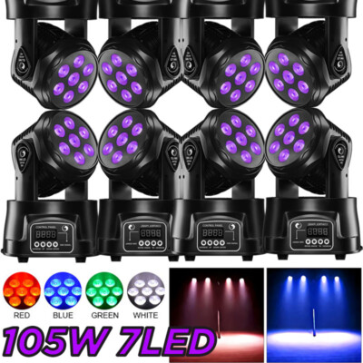 105W 7 LED RGBW Moving Head Light Stage Lighting Beam Wash DJ Disco Party Show