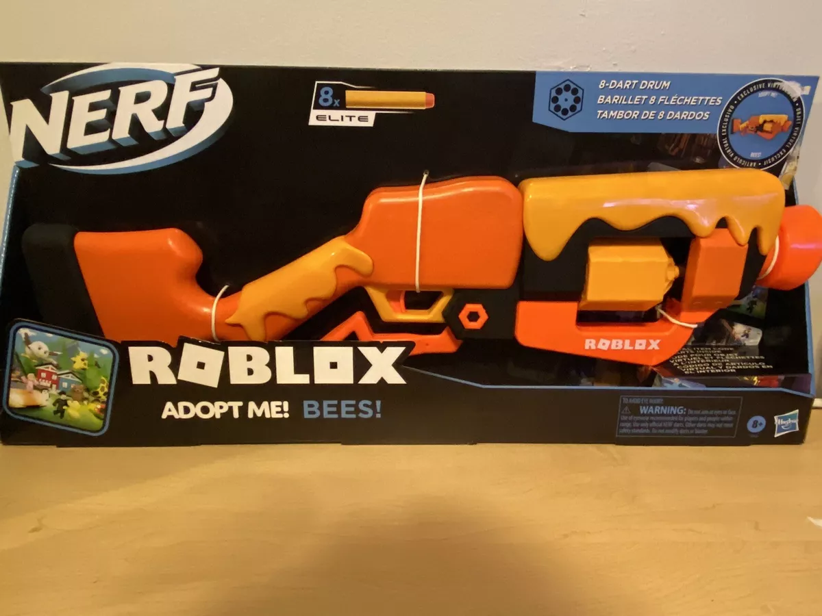 Brand New NERF Roblox Adopt Me!: BEES! Soft Dart Blaster Gun + 8