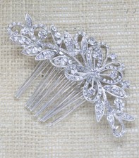 Silver Tone Hair Comb bridal wedding crystal rhinestone hair accessories 050914