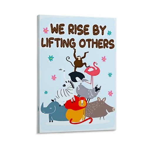 Cute Jungle Animals Canvas Poster Landscaping Framed Art Modern Office Decor - Picture 12 of 13