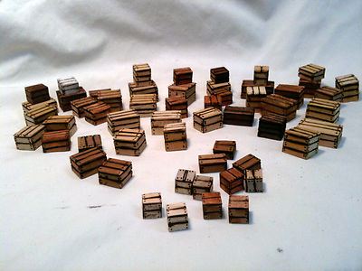 1:12 Miniature Crates 6 Piece Variety Artisan Solid Wood Blocks  Box  Diorama