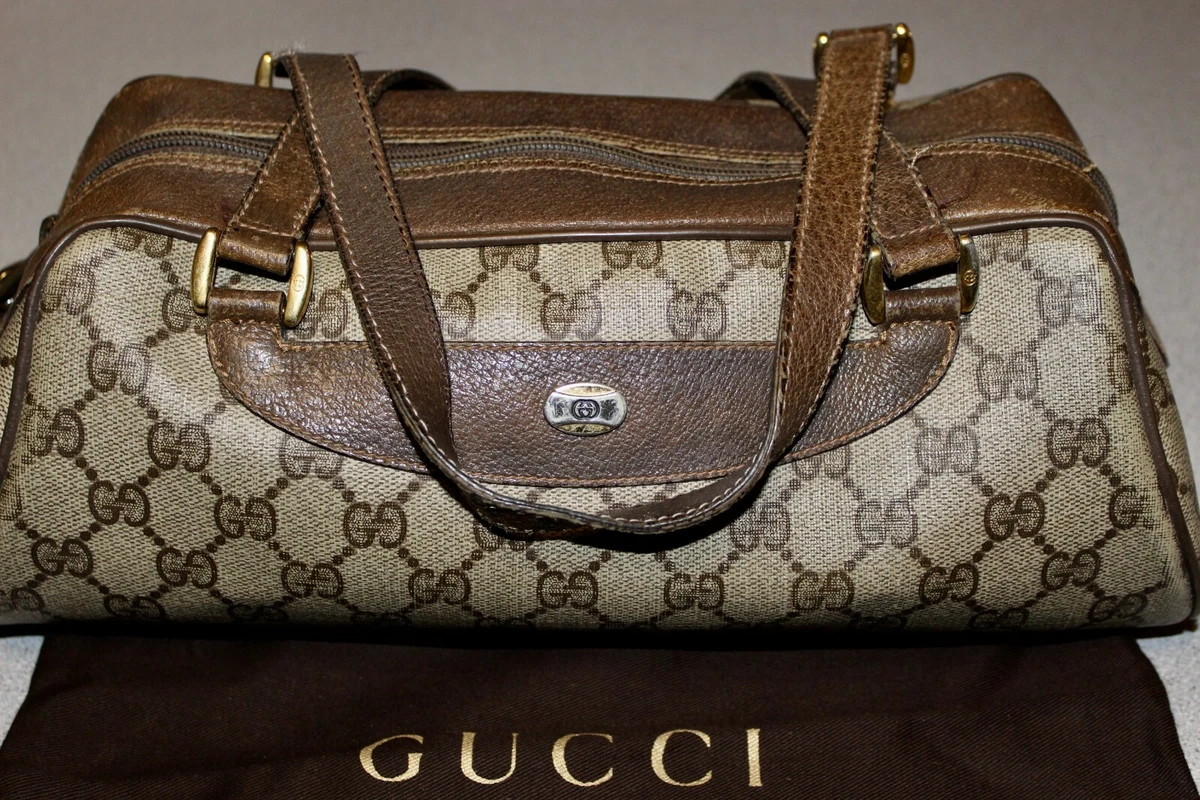 Authentic Rare Vintage Gucci GG Boston Medium Bag