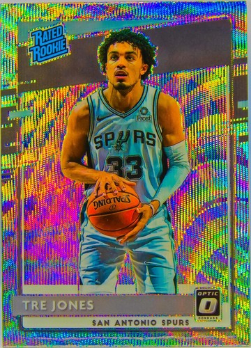 Tre Jones RC 2020-21 Ottica Silver Wave Prizm Rifrattore Rated Rookie Card #188 - Foto 2 di 3
