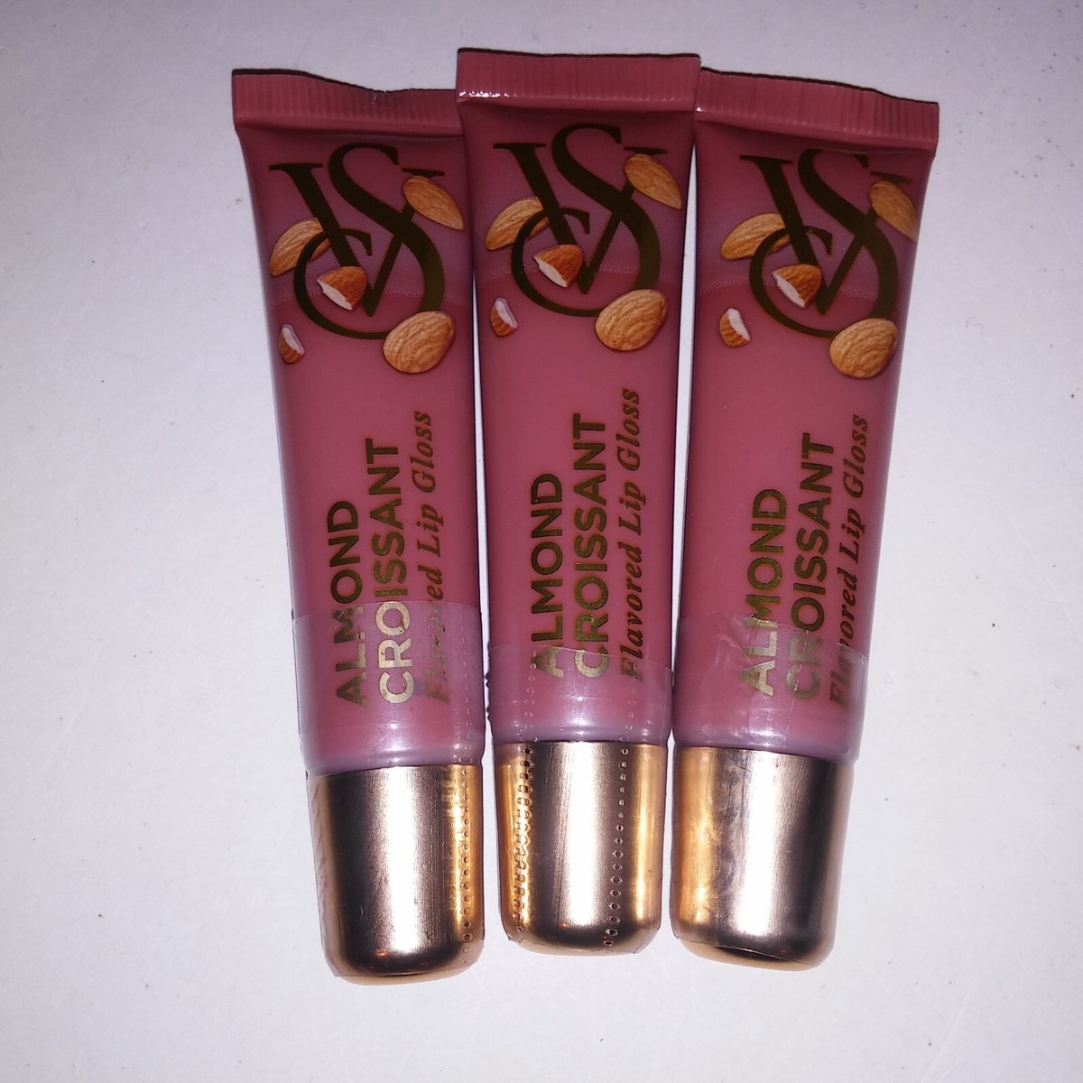 Set of 3 Victoria Secret Flavored Lip Gloss Almond Croissant Gift