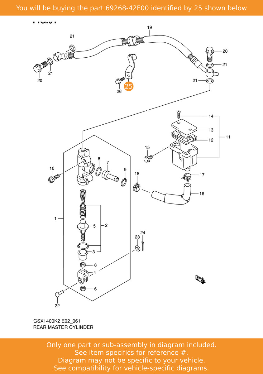 SUZUKI Clamp, Rear Brake Hose, 69268-42F00 OEM | eBay 