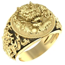 Men's Dragon Ring Gothic Punk Biker Brass Jewelry Size 6-15