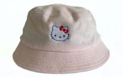 Hello Kitty Bucket Hat Sanrio 100% Cotton Teen Adults Pastel Pink Terry Cloth