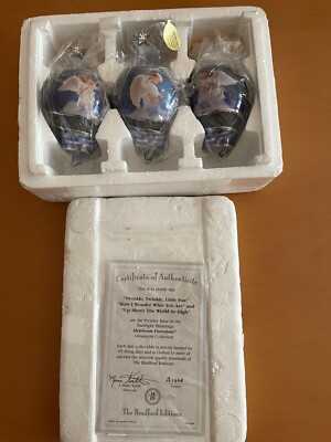 New STARLIGHT BLESSINGS CHRISTMAS Porcelain HEIRLOOM ORNAMENTS, 3 Pcs Set