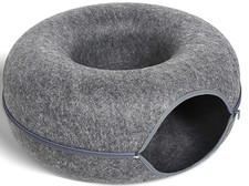 Large Cat Tunnel Bed Indoor  Cozy Donut Cave w/ 3 Toys  For Cats 24x24x11