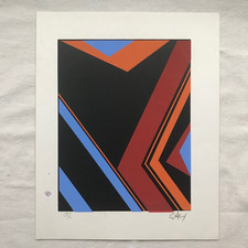 Stampa vintage MCM anni 70 firmata Etex serigrafia geometrica astratta ed. #1 di 50