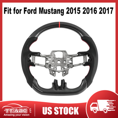 Carbon Fiber Black Steering Wheel For 2015 2016 2017 Ford Mustang GT/EcoBoost