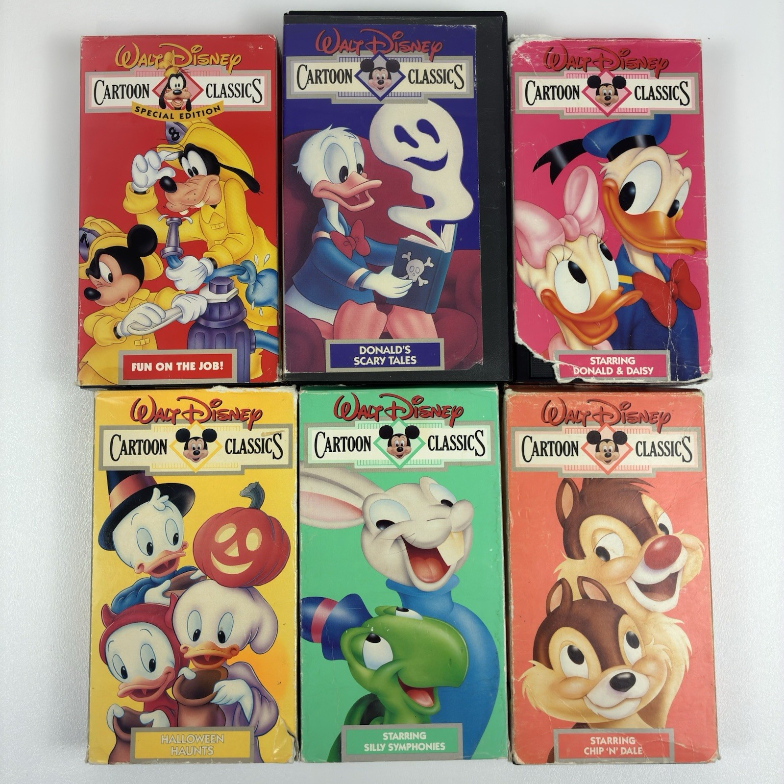 Walt Disney Cartoon Classics VHS Lot 6 Donald Duck Mickey Chip Dale Tested