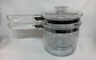 PYREX #6283 Clear Glass Flameware Double Boiler w/Lid 1.5 Qt