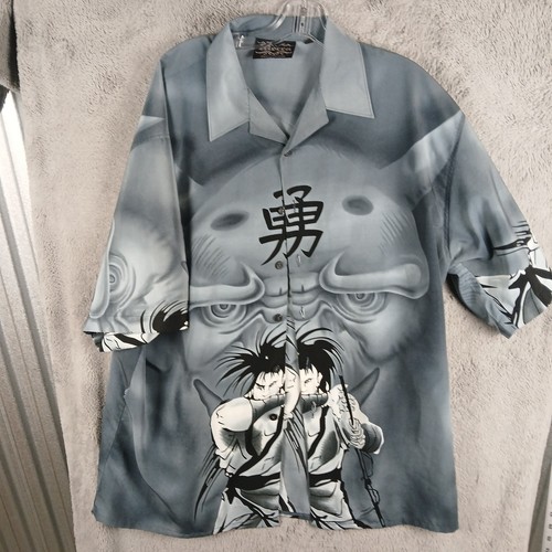 Vintage Merra Sport Samurai Ninja Anime Shirt Mens XL Japanese Button Up - Picture 2 of 9