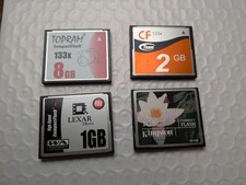 Lot of 4 CompactFlash CF Memory Cards 8GB 2GB 1GB Tested Topram Lexar