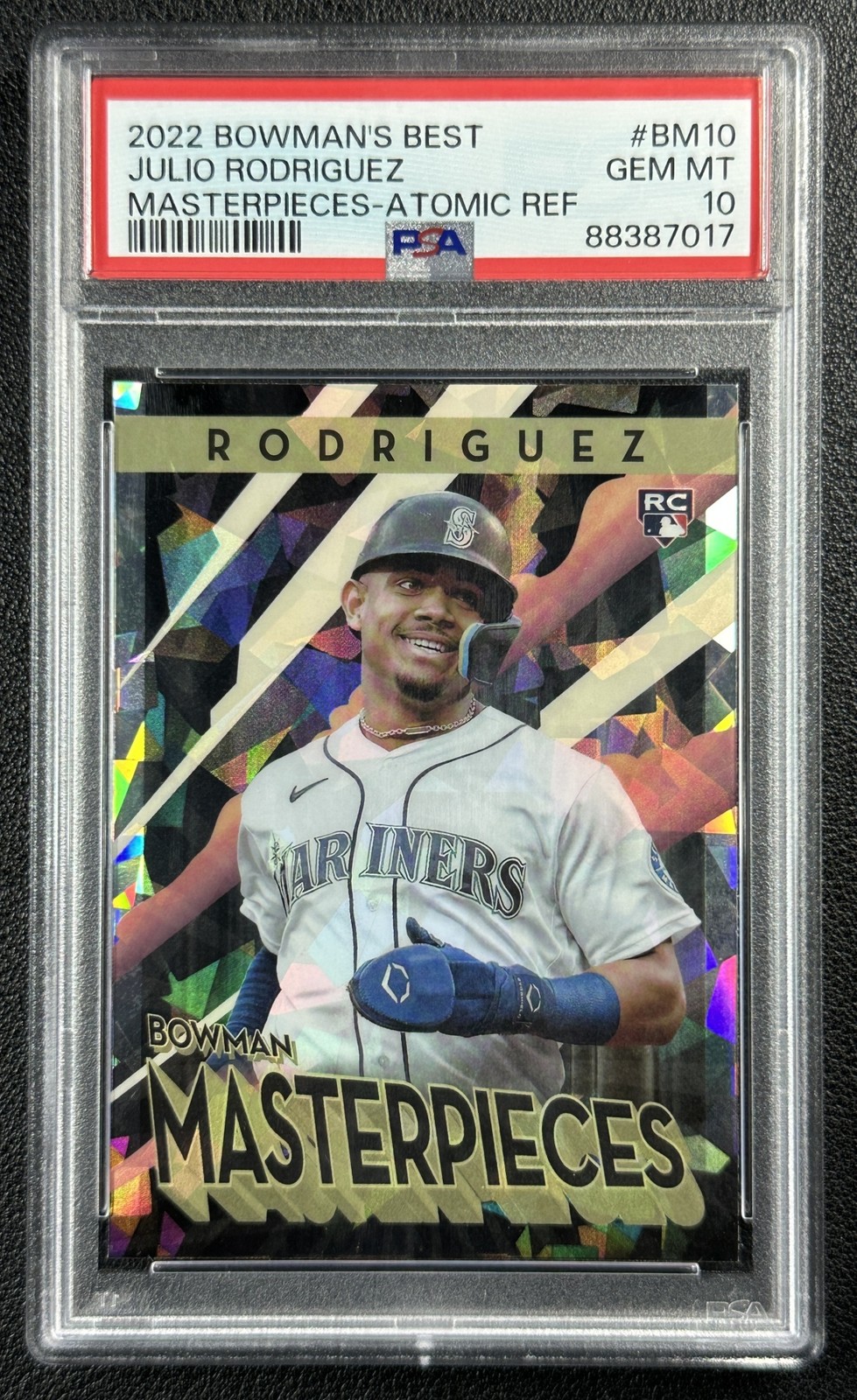 JULIO RODRIGUEZ PSA 10 2022 BOWMAN'S BEST MASTERPIECES ATOMIC REFRACTOR RC 7017