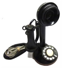 Nice Old Black Candlestick Telephone with Rotary Dial