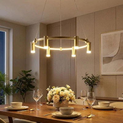 Pendelleuchte Hängelampe Kronleuchter Esstischleuchte Memory gold LED D 62 cm - Bild 1 von 4
