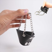 SM Faux Leather Male Chastity Cage Device Ball Stretcher Cock Ring CBT Restraint