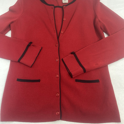 Emma James Red Twin Sweater Set Cardigan Petite S Small Christmas Holiday Events