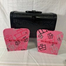 Caboodles Makeup Case W/ Brush Holders Mirror Black Pink #5665 Made In USA