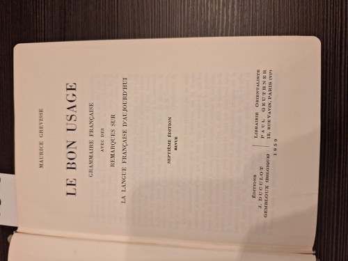 LE BON USAGE, GRAMMAIRE FRANÇAISE, MAURICE GREVISSE, LIBRO EN FRANCES 1959 - Picture 3 of 4