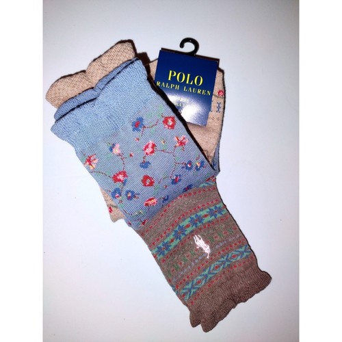 Polo Ralph Lauren Girls Socks 3 Pairs Size 2-4T ABC Floral Logo Alphabet - Picture 9 of 9