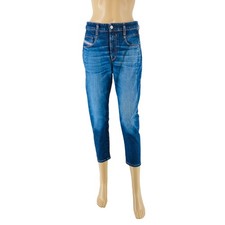 Diesel Damen Blau D-Fayza Mittelhoch Taille Regular Boyfriend Für Kurze Jeans
