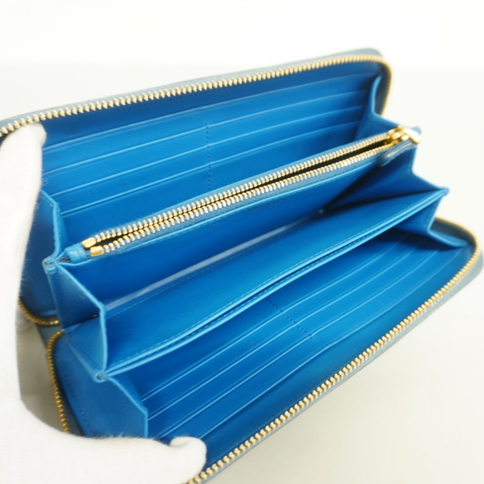 Prada Saffiano Leather Long Wallet, Blue, Women's GZl1fck6 thumbnail 3