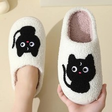 Women Winter Fluffy Slippers Cute Cartoon Fuzzy Fur Flat Soft Indoor Shoes