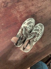 Very G Women's Tan and White Cow Print Slip-On Sneakers