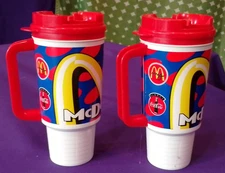 McDonald's & Coca Cola Vintage 1997 Whirley Travel Mug Cup Lot 2