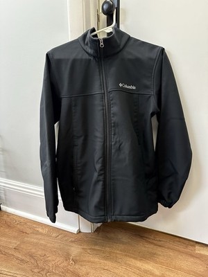 Columbia Jacket Mens Small Black Full Zip Softshell Ascender Water Resistant