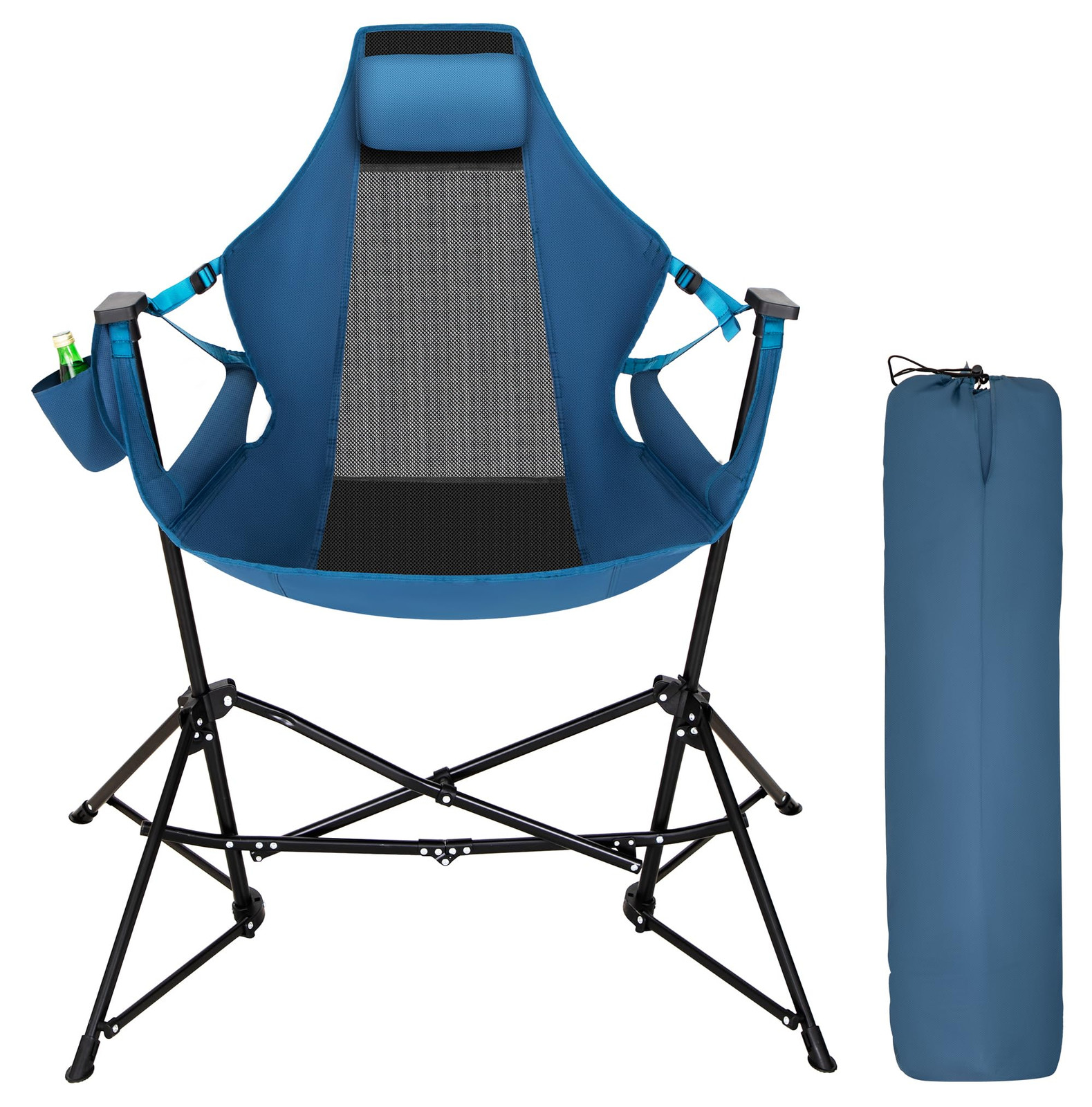 Portable Oversized Hammock Rocking Chair with Headrest for Camping