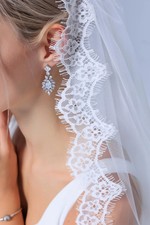 White Ivory Cathedral Length Delicate Chantilly Lace Eyelash Edge Mantilla
