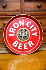 Vintage Iron City Beer Tray Metal Tin advertising Sign Pittsburgh PA antique 12"