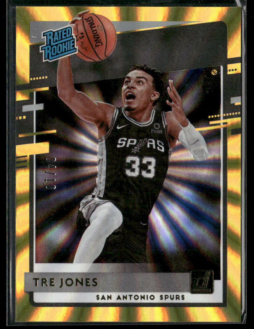 2020-21 Panini Donruss Tre Jones #244 Holo Gold Laser Rated Rookie 04/10
