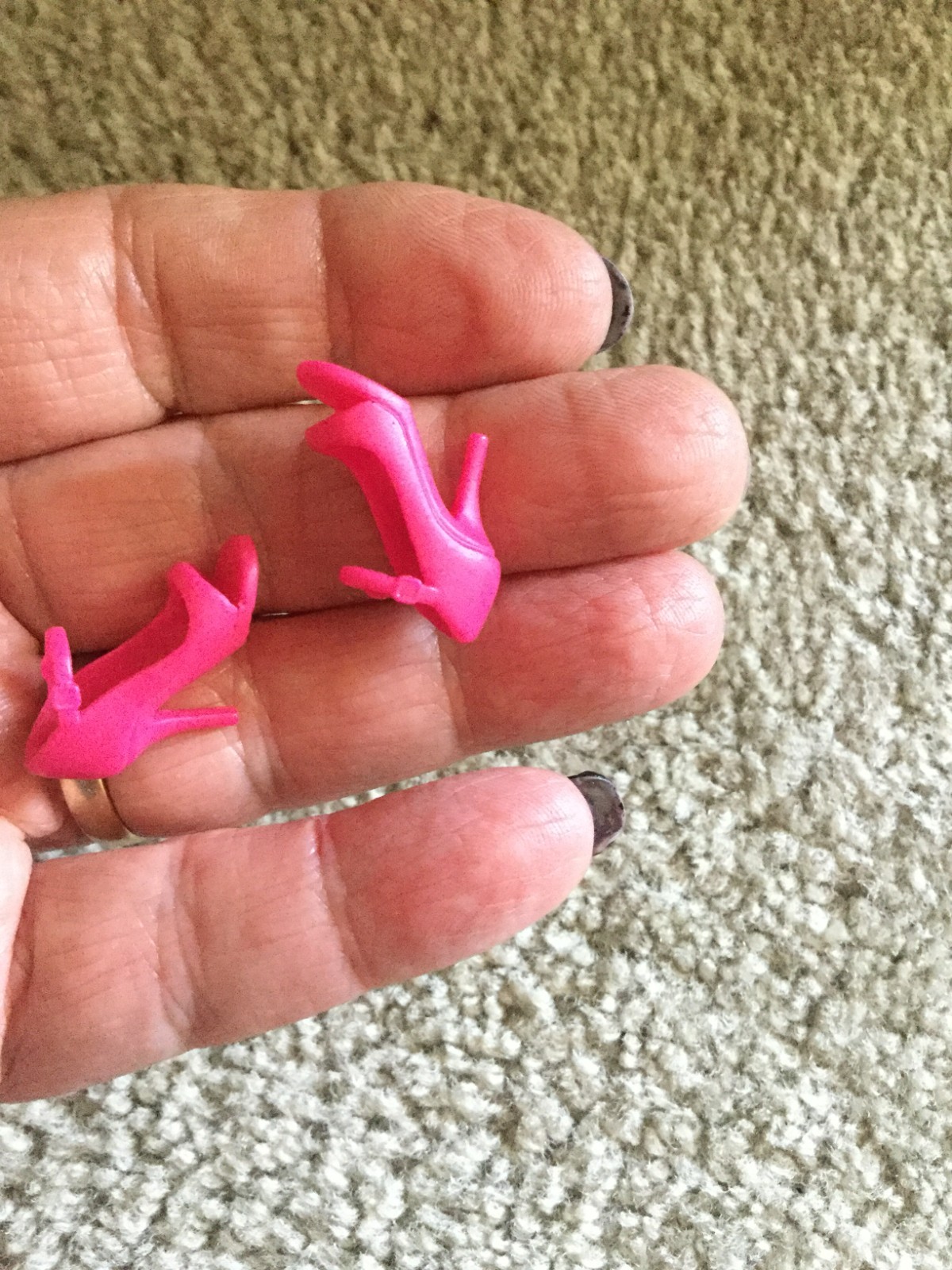 Barbie Doll Shoes Solid Dark Hot Pink Color High Heel Style Ankle Strap 1 Pair