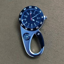 Carabiner Pocket Watch Compass Thermometer Outdoor Gear Camping Hiking Survival