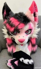 Fursuit Long haired Dog Fox Mascot Party Halloween Fur Cosplay head claws