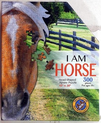 I Am Horse 300pc Madd Capp 15x20'' Puzzle Unique Head-Shaped Border