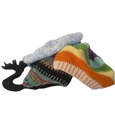 Lot 3 Adult Beanies Hat Handmade Knit Crochet Winter Ski Snow Cap