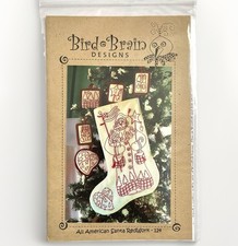 Santa Redwork Christmas Stocking Ornaments Pattern Bird Brain Designs Embroidery