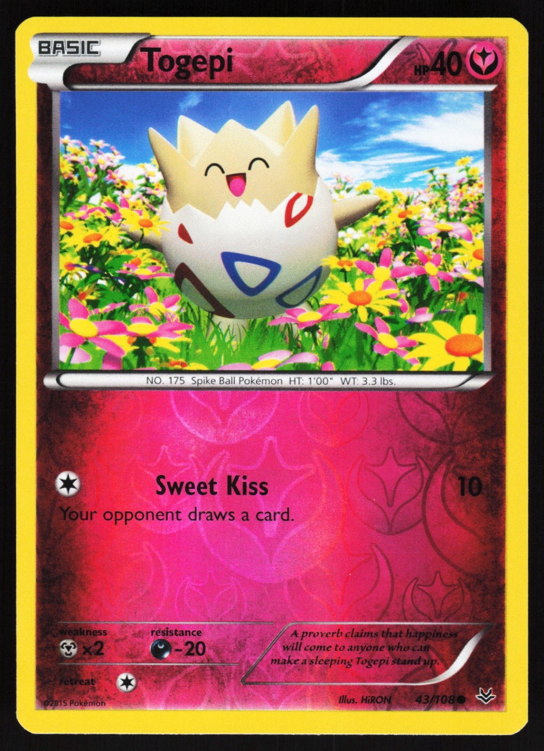 Togepi 43/108 Pokemon XY - Roaring Skies Reverse Holo Common NM