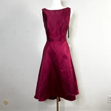 Alfred Sung Burgundy Fit Flare Dress Size 10 D697 Sleeveless Formal Evening