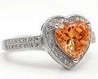 Heart 2CT  Padparadscha 925 Sterling Silver Ring Sz 6 — photo 2