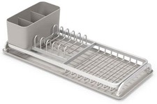 Brabantia Dish Drying Draining Rack Compact, Light Grey Easy-Clean Drip Tray