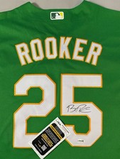 ATHLETICS- BRENT ROOKER AUTOGRAPH GREEN #25 NIKE JERSEY JSA CL60567